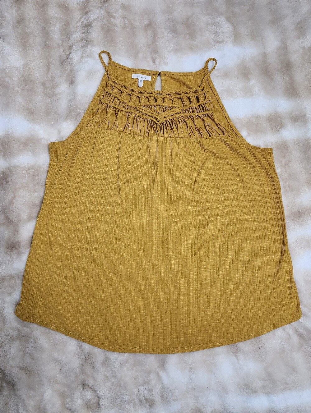 Maurices Mustard Colored Western Boho Top Sleeveless